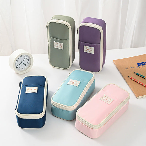 Light Blue Large Capacity Expandable Pencil Case Multi Compartment Student Stationery Pouch (Only With Case) Pencil Cases