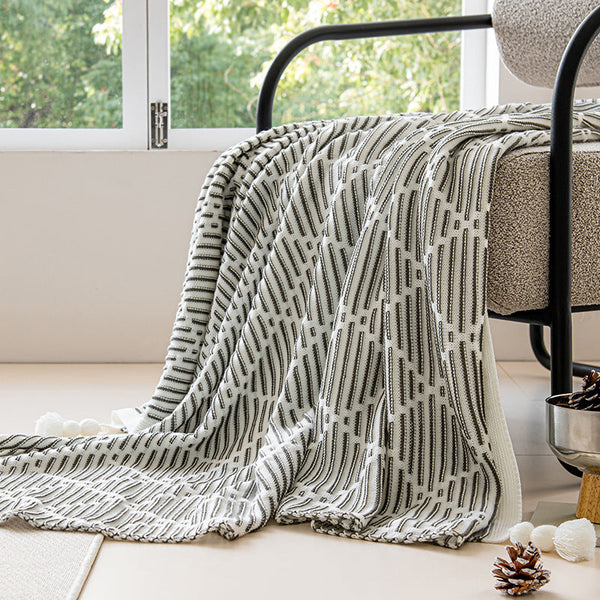 Grey And Beige Diamond Pattern Soft Cozy Knit Throw Blanket With Tassels Geometric Lightweight Acrylic For Sofa Couch Bed 130X150cm Blankets & Throws