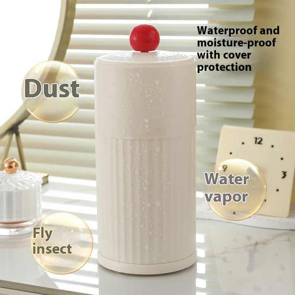 Beige Automatic Lifting Makeup Brush Holder Dustproof Desktop Organizer With Lid Compartments Makeup Bags & Cases