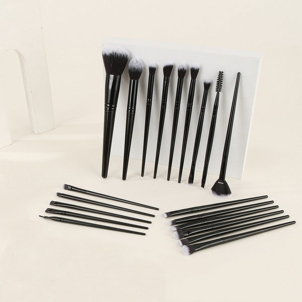 Black Complete 20 Piece Makeup Brush Set With Travel Pouch Professional Synthetic Face & Eye Kit Brushes