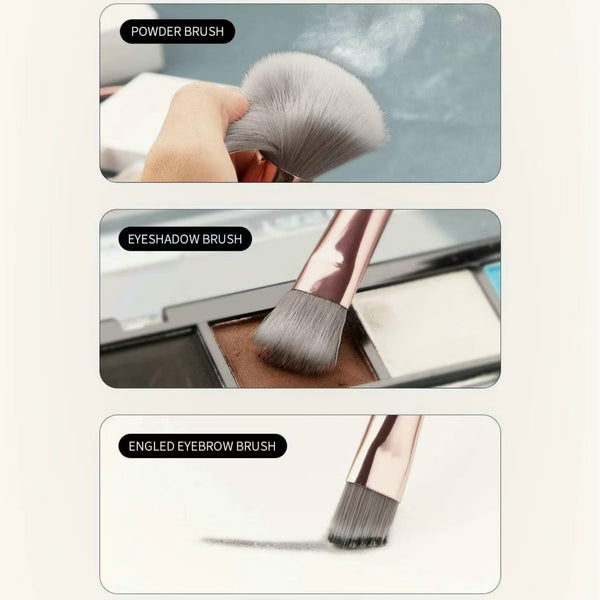 Black Complete 20 Piece Makeup Brush Set With Travel Pouch Professional Synthetic Face & Eye Kit Brushes