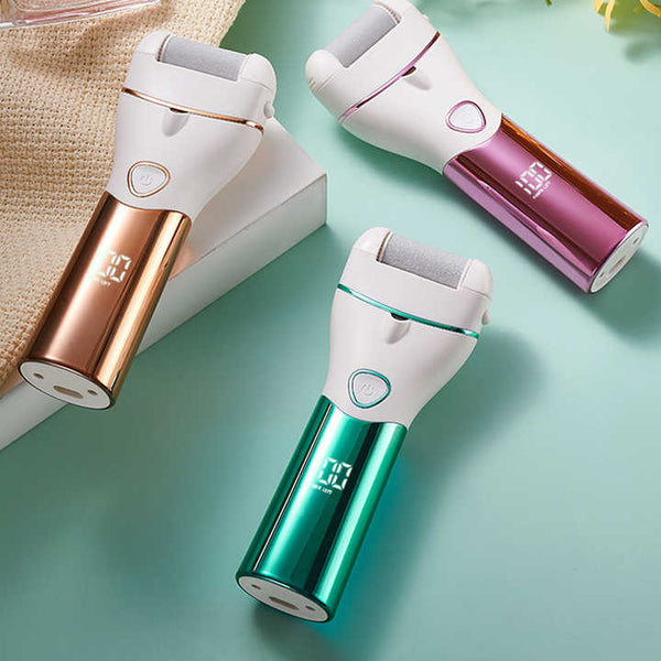 Green And White Rechargeable Electric Foot File Callus Remover Kit 10Pc Pedicure Set With Led Display For Smooth Feet Electric Files & Tools