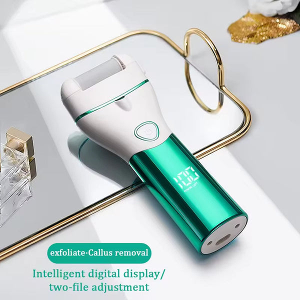 Green And White Rechargeable Electric Foot File Callus Remover Kit 10Pc Pedicure Set With Led Display For Smooth Feet Electric Files & Tools