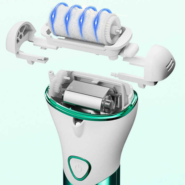 Green And White Rechargeable Electric Foot File Callus Remover Kit 10Pc Pedicure Set With Led Display For Smooth Feet Electric Files & Tools