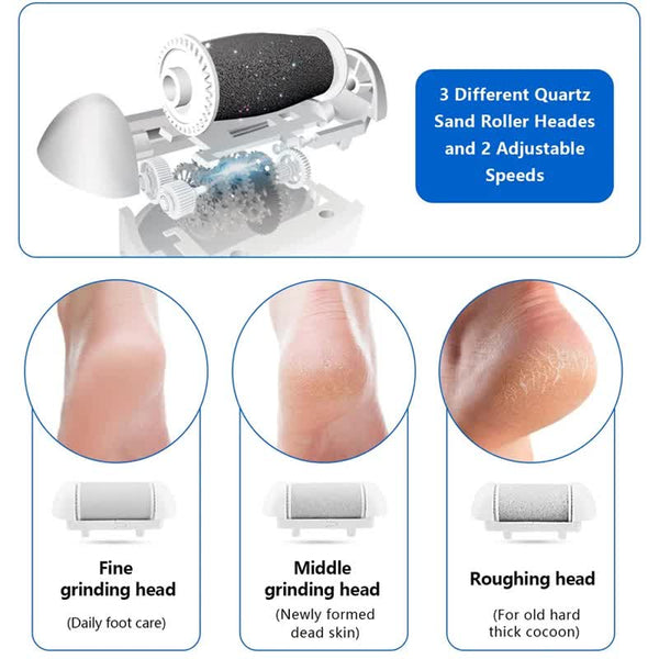 Green And White Rechargeable Electric Foot File Callus Remover Kit 10Pc Pedicure Set With Led Display For Smooth Feet Electric Files & Tools