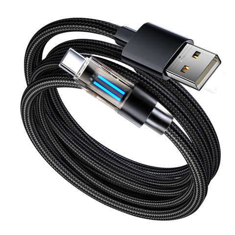 2 Pcs Black 100W Usb C To Super Fast Charging Cable With Smart Led Indicator 2M Braided Cord For Laptops & Phones Cables & Adapters