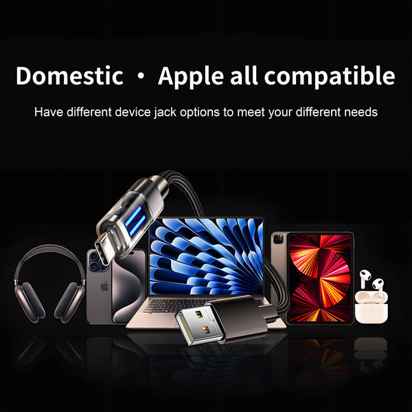 2 Pcs Black 100W C Super Fast Charging Data Cable With Smart Led Indicator 2M Braided Cord Cables & Adapters