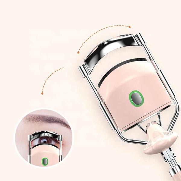 Pink Usb C Rechargeable Heated Eyelash Curler Gentle Long Lasting Lift With 2 Temperature Modes & Cute Cat Ear Design Eyelash Tools