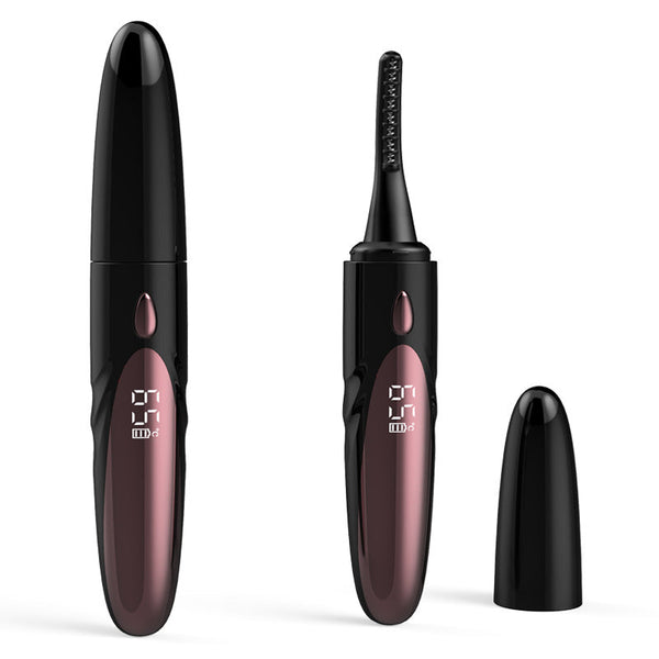 Black And Brown Pen Style Electric Heated Eyelash Curler 4 Temps Led Display Usb Fast Charge Anti Scald Comb Eyelash Tools
