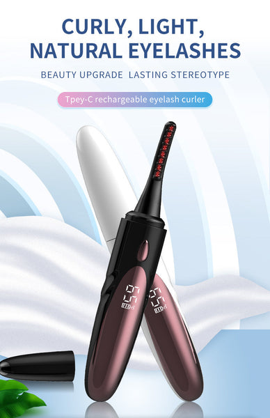 Black And Brown Pen Style Electric Heated Eyelash Curler 4 Temps Led Display Usb Fast Charge Anti Scald Comb Eyelash Tools