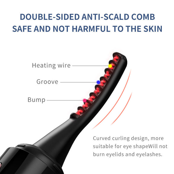 White And Brown Pen Style Electric Heated Eyelash Curler 4 Temps Led Display Usb Fast Charge Anti Scald Comb Eyelash Tools