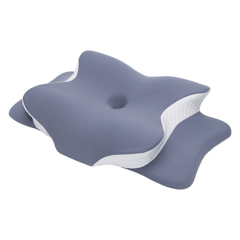 Blue And White Ergonomic Butterfly Memory Foam Pillow Cervical Neck Support For Side Back & Stomach Sleepers Orthopedic Contour Design Pillows