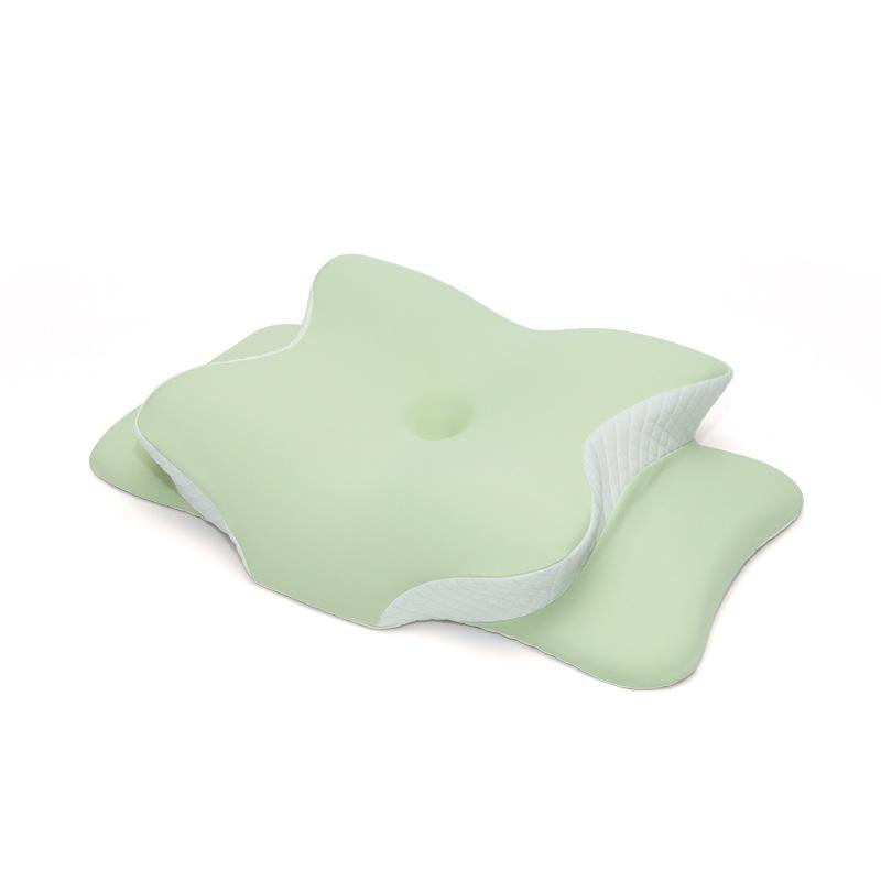 Light Green Ergonomic Butterfly Memory Foam Pillow Cervical Neck Support For Side Back & Stomach Sleepers Orthopedic Contour Design Pillows