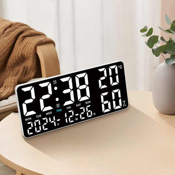 Black Background With White Light Sleek Large Led Digital Wall Desk Clock Desk Clocks