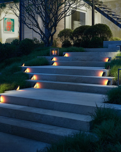 4 Pcs White Bright 14 Led Solar Powered Step Lights Automatic Outdoor Waterproof Illumination For Stairs Deck Pathway & Garden (Warm White) Solar Pane