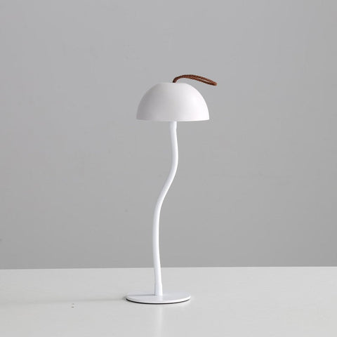 White Sleek Minimalist Led Mushroom Table Lamp Rechargeable 3 Color Touch Control Bar And Ambient Light Lamps