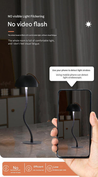 White Sleek Minimalist Led Mushroom Table Lamp Rechargeable 3 Color Touch Control Bar And Ambient Light Lamps