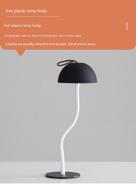 White Sleek Minimalist Led Mushroom Table Lamp Rechargeable 3 Color Touch Control Bar And Ambient Light Lamps