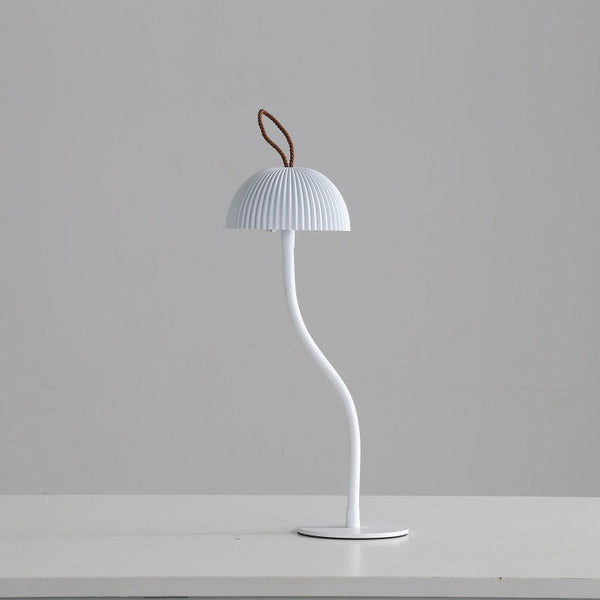 White Three Dimensional Stripes Sleek Minimalist Led Mushroom Table Lamp Rechargeable 3 Colour Touch Control Bar And Ambient Light Lamps