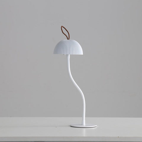 White Three Dimensional Stripes Sleek Minimalist Led Mushroom Table Lamp Rechargeable 3 Colour Touch Control Bar And Ambient Light Lamps