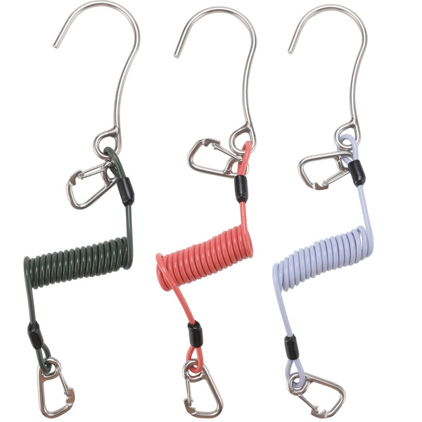 Blue Pro 316 Stainless Steel Diving Reef Hook Single Double Combo Pack Current With Coiled Safety Lanyard Hooks