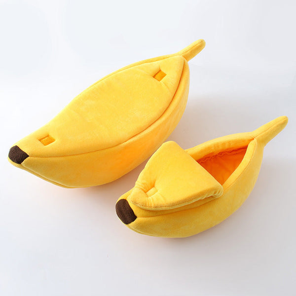 Cozy Banana Peel Pet Bed Plush & Warm Cave House For Cats Small Dogs Pet Beds