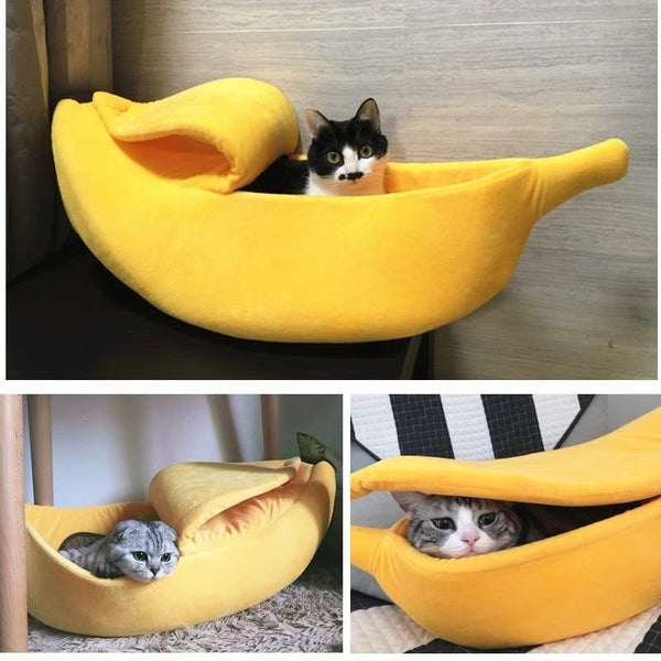 Cozy Banana Peel Pet Bed Plush & Warm Cave House For Cats Small Dogs Pet Beds