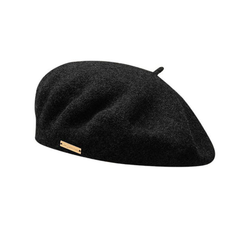 Black Elegant Wool Beret Classic Warm Thick British Style Hat For Autumn & Winter Hats