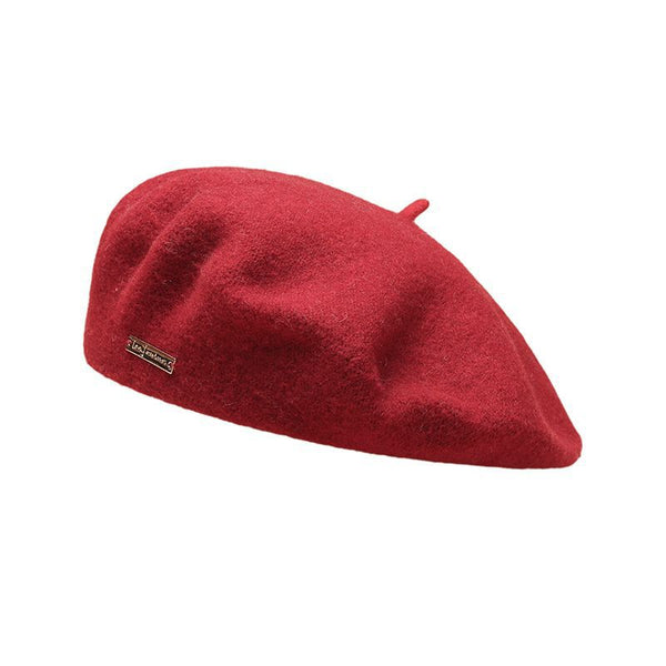 Red Elegant Wool Beret Classic Warm Thick British Style Hat For Autumn & Winter Hats