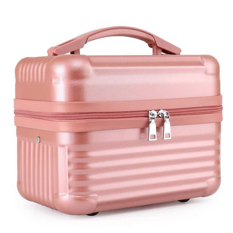 Pink Durable Hard Shell Makeup Travel Case Large Capacity Portable Cosmetic Organizer Box With Handle Makeup Bags & Cases