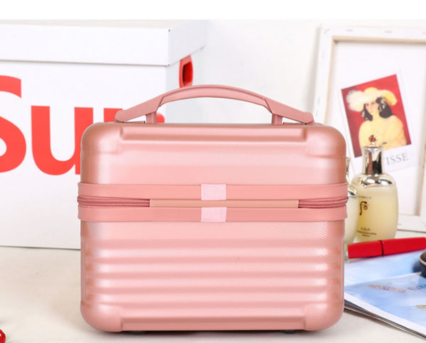 Pink Durable Hard Shell Makeup Travel Case Large Capacity Portable Cosmetic Organizer Box With Handle Makeup Bags & Cases