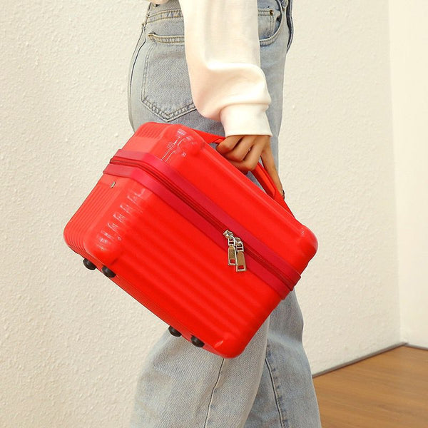 Pink Durable Hard Shell Makeup Travel Case Large Capacity Portable Cosmetic Organizer Box With Handle Makeup Bags & Cases