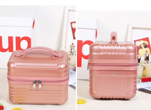 Red Durable Hard Shell Makeup Travel Case Large Capacity Portable Cosmetic Organizer Box With Handle Makeup Bags & Cases