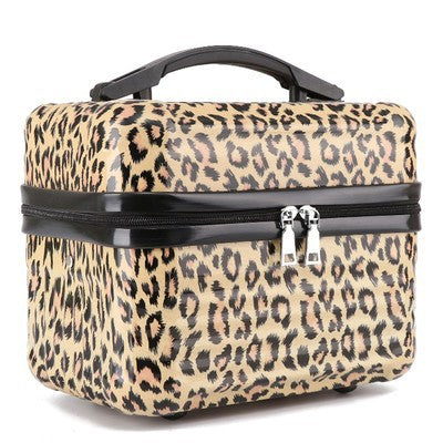 Leopard Pattern Durable Hard Shell Makeup Travel Case Large Capacity Portable Cosmetic Organiser Box With Handle Makeup Bags & Cases