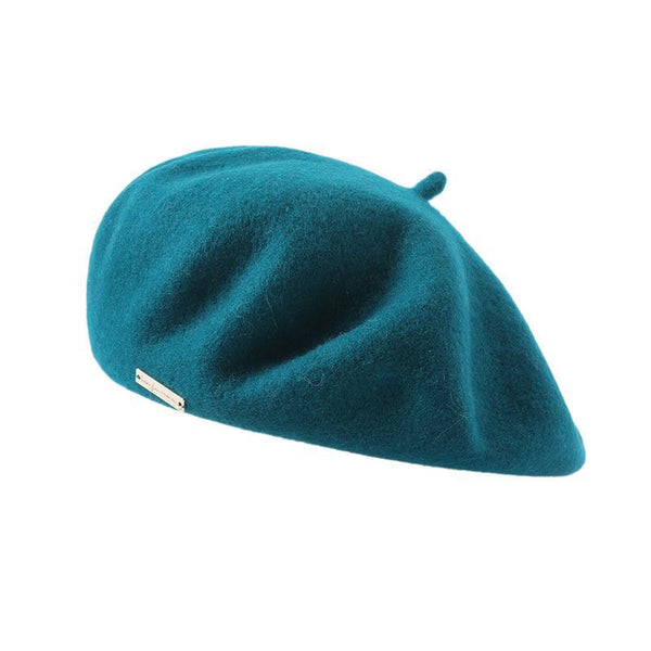 Blue Elegant Wool Beret Classic Warm Thick British Style Hat For Autumn & Winter Hats