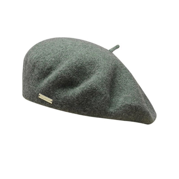 Dark Green Elegant Wool Beret Classic Warm Thick British Style Hat For Autumn & Winter Hats