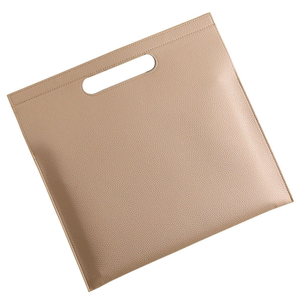 Beige Professional A4 Pu Leather Document Bag Waterproof Handheld File Folder Portfolio For Business & Conference Id & Document Holders