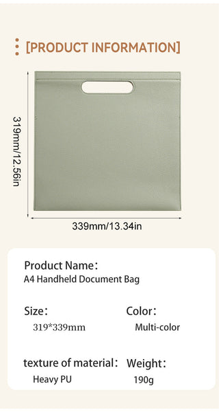 Beige Professional A4 Pu Leather Document Bag Waterproof Handheld File Folder Portfolio For Business & Conference Id & Document Holders