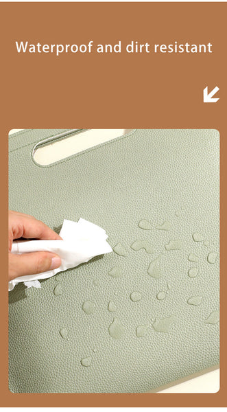 Beige Professional A4 Pu Leather Document Bag Waterproof Handheld File Folder Portfolio For Business & Conference Id & Document Holders