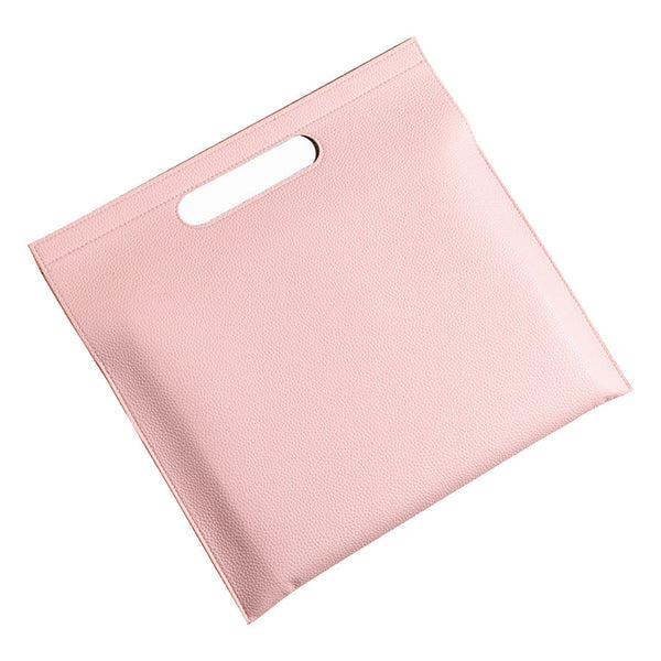 Light Pink Professional A4 Pu Leather Document Bag Waterproof Handheld File Folder Portfolio For Business & Conference Id & Document Holders