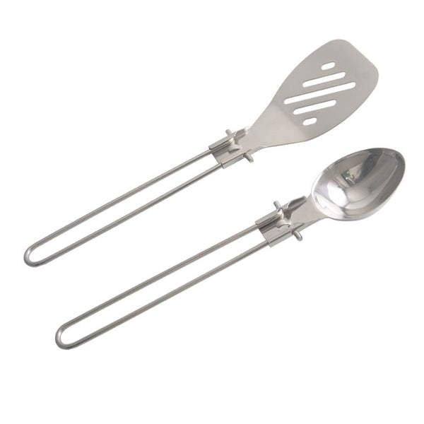 Silver 304 Stainless Steel Folding Camping Ladle 2 Pack Deep Serving Spoons Portable & Eco Friendly Camping Cooking Utensils