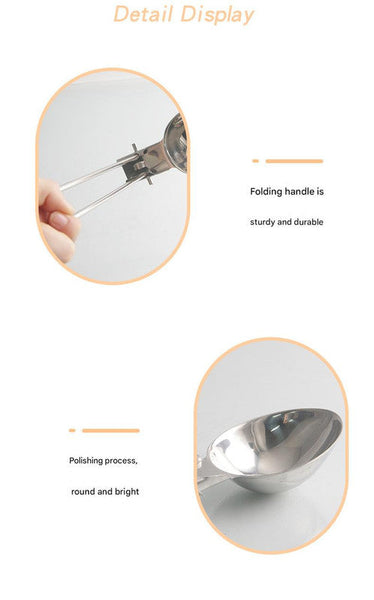 Silver 304 Stainless Steel Folding Camping Ladle 2 Pack Deep Serving Spoons Portable & Eco Friendly Camping Cooking Utensils