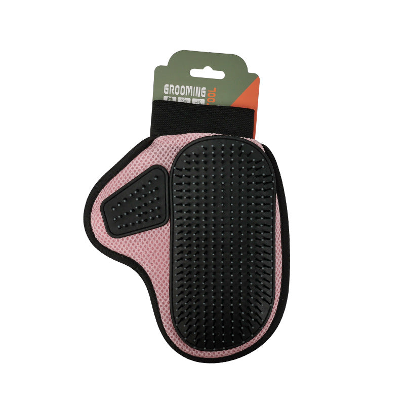 2 Pcs Pink And Black Pet Grooming Glove Gentle Deshedding & Massage Mitt For Dogs Cats Efficient Fur Remover Massagers