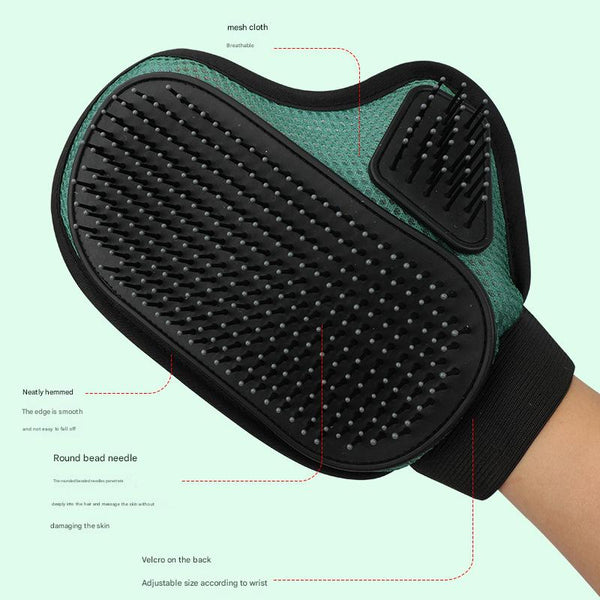 2 Pcs Green And Black Pet Grooming Glove Gentle Deshedding & Massage Mitt For Dogs Cats Efficient Fur Remover Massagers