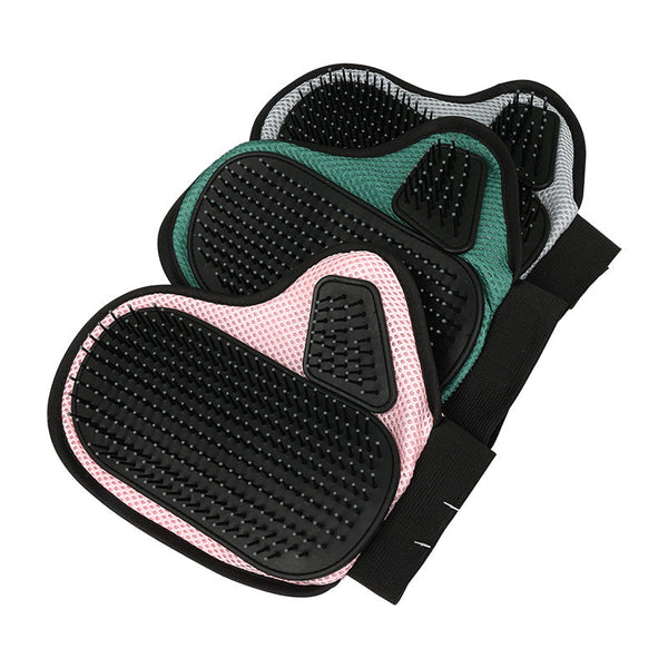 2 Pcs Grey And Black Pet Grooming Glove Gentle Deshedding & Massage Mitt For Dogs Cats Efficient Fur Remover Massagers