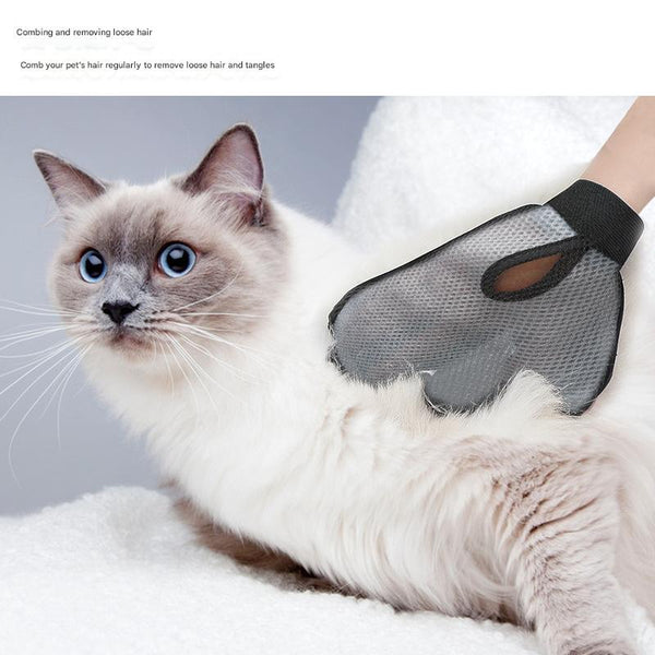 2 Pcs Grey And Black Pet Grooming Glove Gentle Deshedding & Massage Mitt For Dogs Cats Efficient Fur Remover Massagers