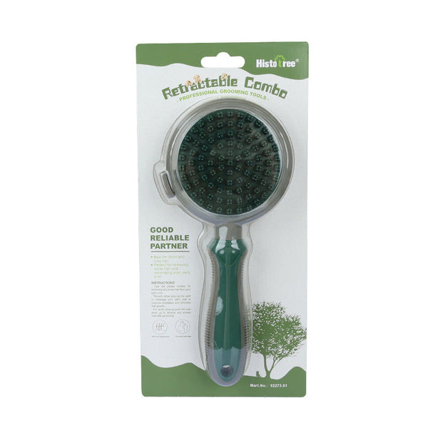 Green And Grey Dual Sided Pet Grooming Brush Self Cleaning Slicker & Gentle Massage Bath Comb For Dogs Cats Massagers