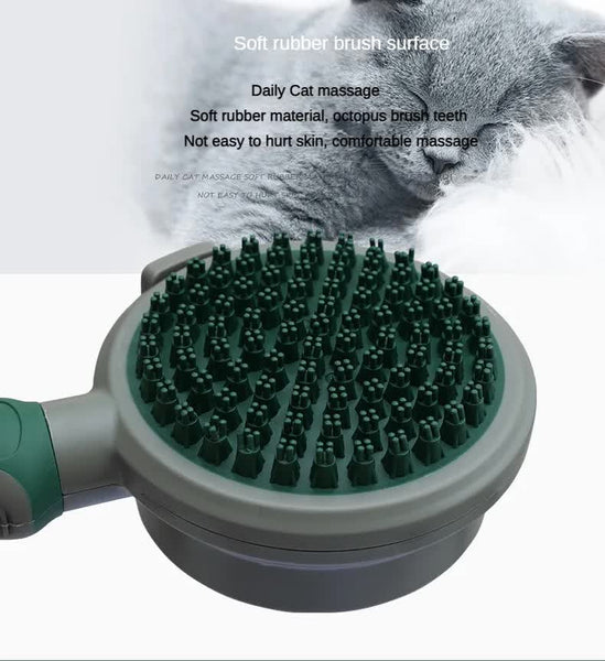 Green And Grey Dual Sided Pet Grooming Brush Self Cleaning Slicker & Gentle Massage Bath Comb For Dogs Cats Massagers