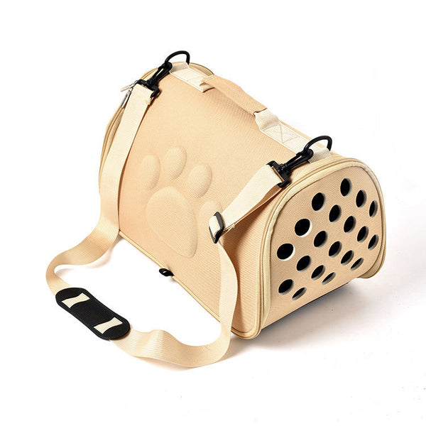 Khaki Stylish Eva Pet Carrier Bag Lightweight Portable & Breathable Travel Crate For Small Dogs Cats Pet Transport