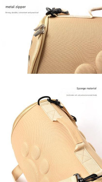 Khaki Stylish Eva Pet Carrier Bag Lightweight Portable & Breathable Travel Crate For Small Dogs Cats Pet Transport